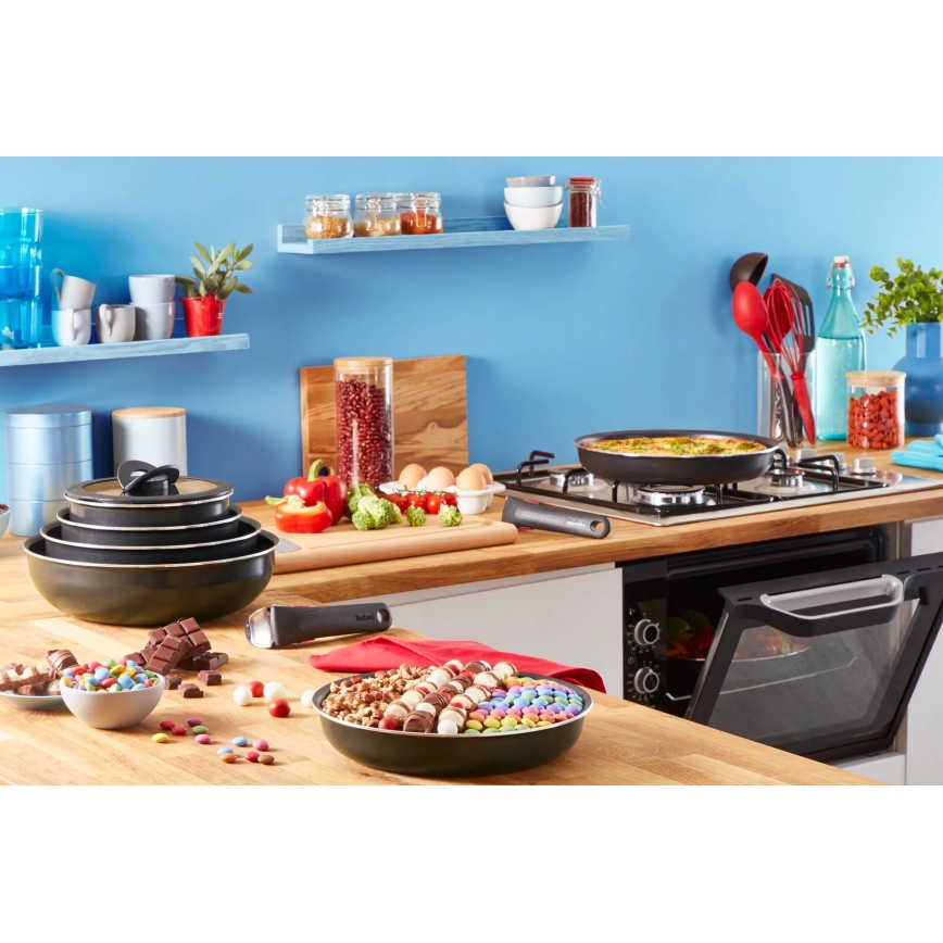 Tefal - Zestaw naczyń kuchennych 10 szt INGENIO EASY COOK & CLEAN BLACK