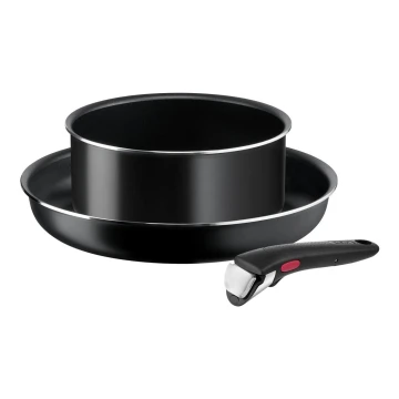 Tefal - Zestaw naczyń kuchennych 3 szt INGENIO EASY COOK & CLEAN BLACK