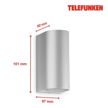 Telefunken 308004TF - LED Kinkiet zewnętrzny 2xGU10/5W/230V IP44 srebrny