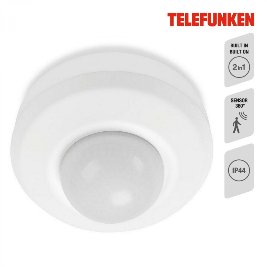 Telefunken 314706TF - Zewnętrzny czujnik ruchu 360° IP44 biały