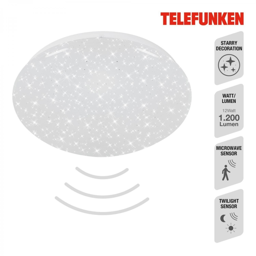 Telefunken 601706TF - LED Plafon z czujnikiem LED/12W/230V śr. 27 cm