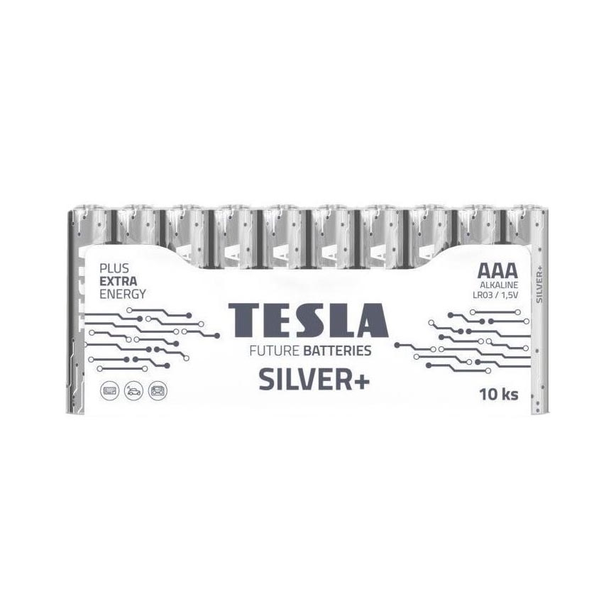 Tesla Batteries - 10 szt. Bateria alkaliczna AAA SILVER+ 1,5V 1300 mAh