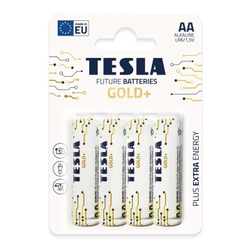 Tesla Batteries - 4 szt. Bateria alkaliczna AA GOLD+ 1,5V 3200 mAh