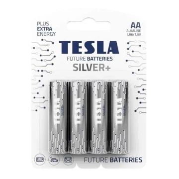 Tesla Batteries - 4 szt. Bateria alkaliczna AA SILVER+ 1,5V 2900 mAh