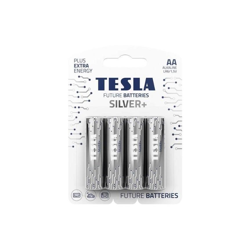 Tesla Batteries - 4 szt. Bateria alkaliczna AA SILVER+ 1,5V 2900 mAh