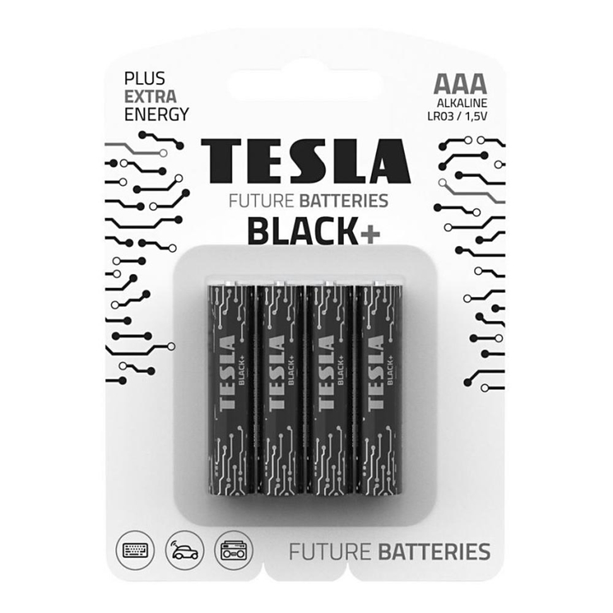 Tesla Batteries - 4 szt. Bateria alkaliczna AAA BLACK+ 1,5V 1200 mAh