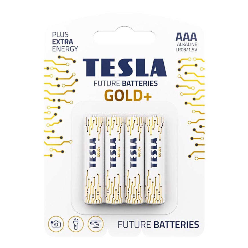 Tesla Batteries - 4 szt. Bateria alkaliczna AAA GOLD+ 1,5V 1350 mAh