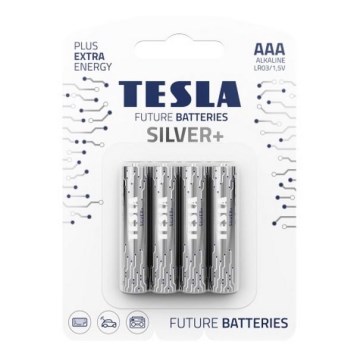 Tesla Batteries - 4 szt. Bateria alkaliczna AAA SILVER+ 1,5V 1300 mAh