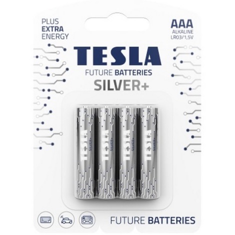 Tesla Batteries - 4 szt. Bateria alkaliczna AAA SILVER+ 1,5V 1300 mAh