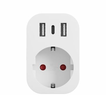 TESLA Smart - Inteligentne gniazdo 3680W/230V/16A Type F/E 2xUSB-A + 1xUSB-C Wi-Fi