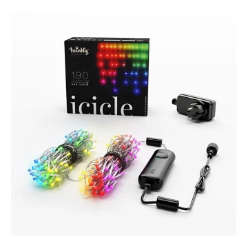 Twinkly - LED RGB Ściemnialna zewnętrzna kurtyna bożonarodzeniowa ICICLE 190xLED 11,5m IP44 Wi-Fi