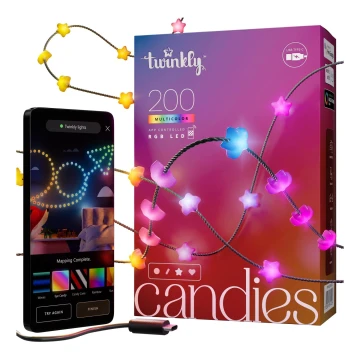 Twinkly - LED RGB Ściemnialny łańcuch bożonarodzeniowy CANDIES 200xLED 14 m USB Wi-Fi