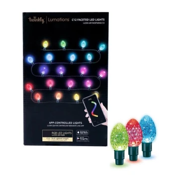 Twinkly - LED RGB Ściemnialny zewnętrzny łańcuch bożonarodzeniowy FACETED 40xLED 14,5 m IP44 Wi-Fi