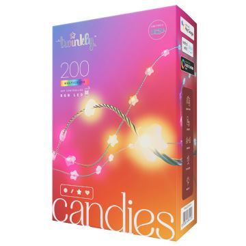 Twinkly - LED RGB Ściemnialny łańcuch bożonarodzeniowy CANDIES 200xLED 14 m USB Wi-Fi