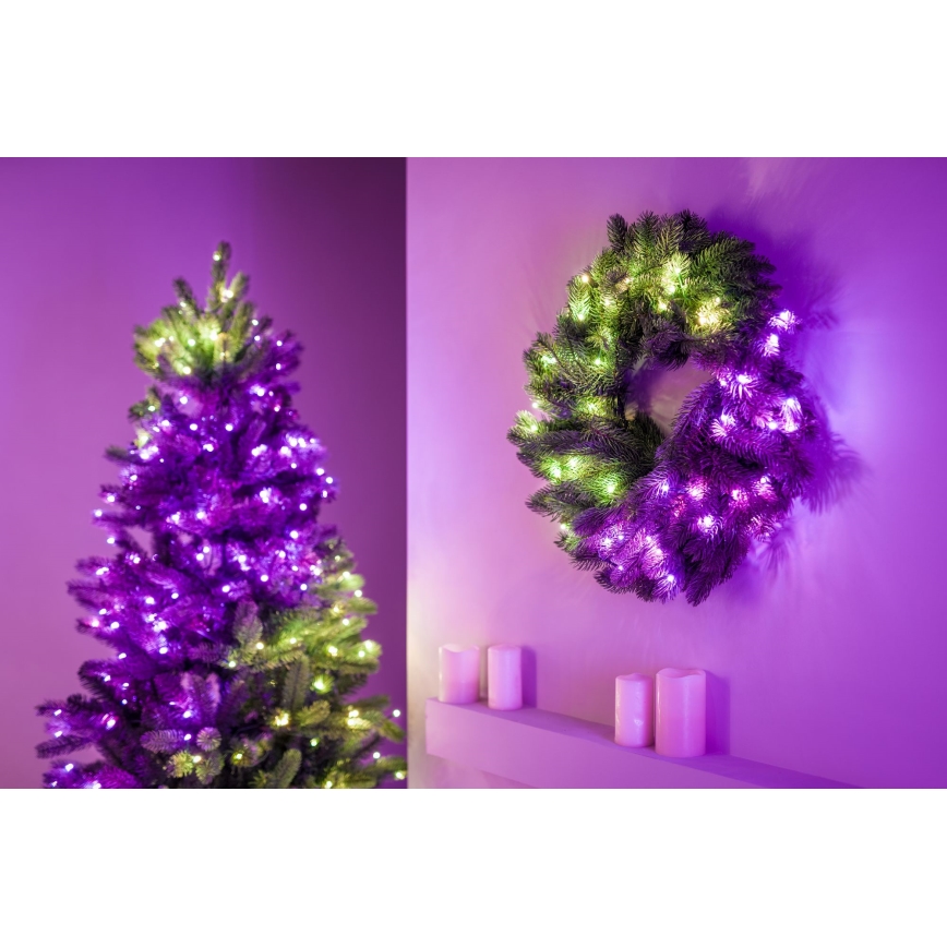 Twinkly - LED RGB Ściemnialny wieniec bożonarodzeniowy PRE-LIT WREATH 50xLED śr. 61cm Wi-Fi