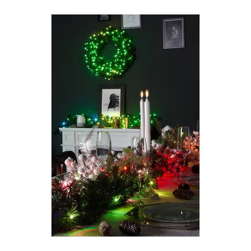 Twinkly - LED RGB Ściemnialny wieniec bożonarodzeniowy PRE-LIT WREATH 50xLED śr. 61cm Wi-Fi