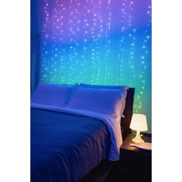 Twinkly - LED RGBW Ściemnialna zewnętrzna kurtyna bożonarodzeniowa CURTAIN 210xLED 6,1m IP44 Wi-Fi