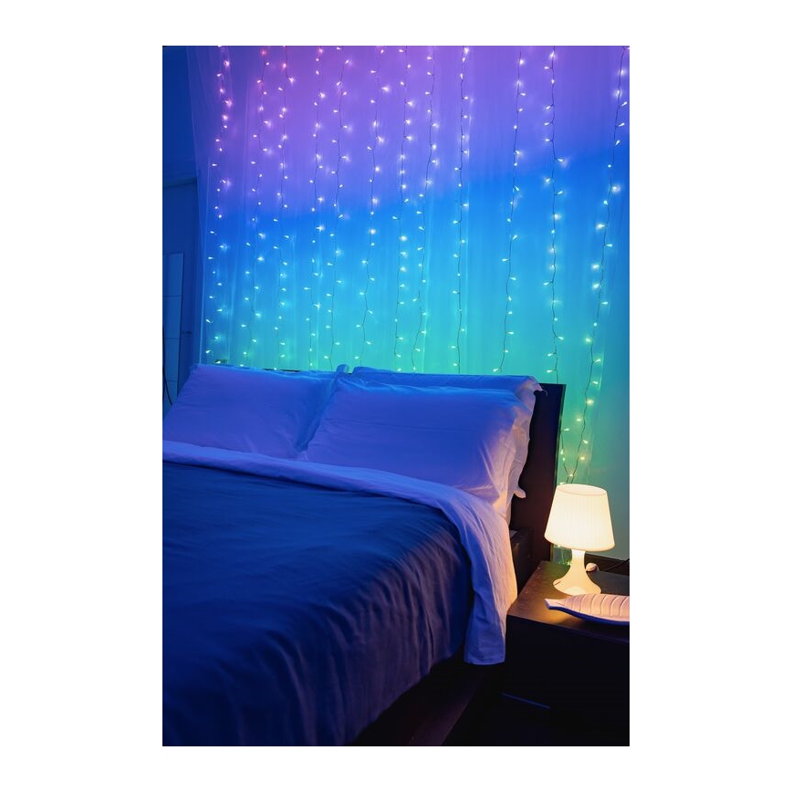 Twinkly - LED RGBW Ściemnialna zewnętrzna kurtyna bożonarodzeniowa CURTAIN 210xLED 6,1m IP44 Wi-Fi