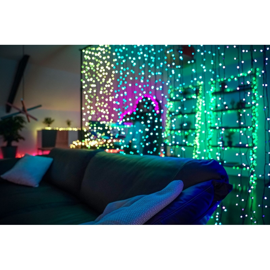 Twinkly - LED RGBW Ściemnialna zewnętrzna kurtyna bożonarodzeniowa CURTAIN 210xLED 6,1m IP44 Wi-Fi