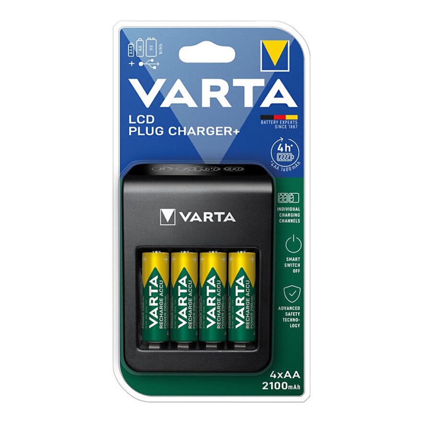 Varta 57687101441 - LCD Ładowarka do baterii 4xAA/AAA 2100mAh 230V