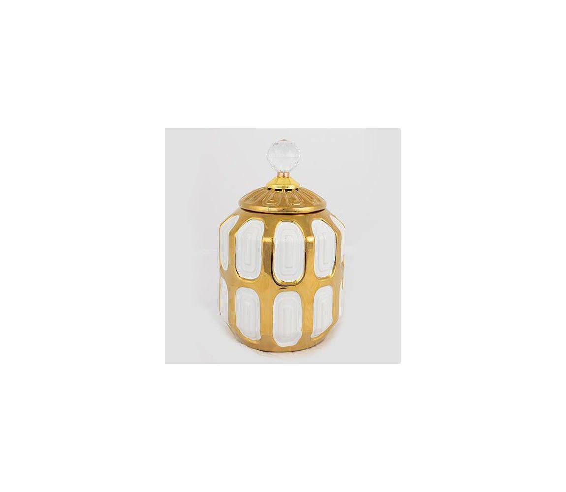 Wazon ceramiczny 18,2x15 cm złoty/biały