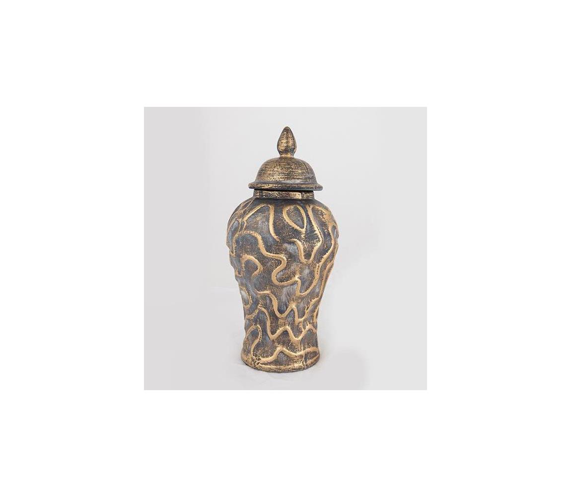 Wazon ceramiczny 33,5x16 cm złoty/szary