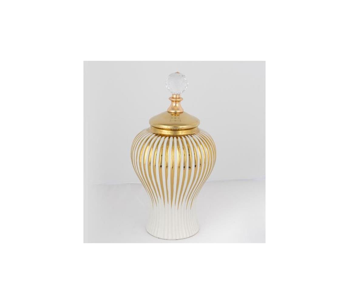 Wazon ceramiczny 35x17,5 cm złoty/biały