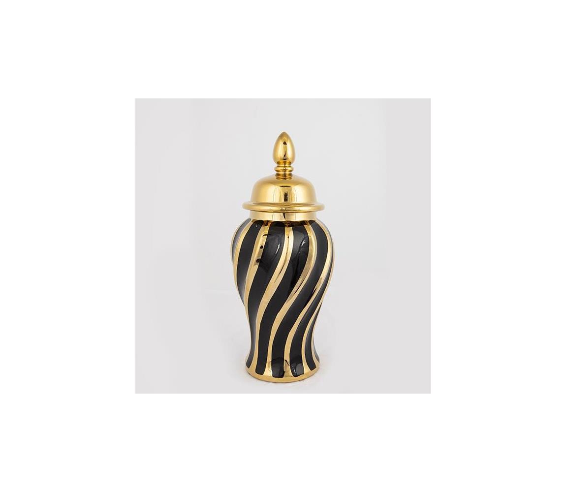 Wazon ceramiczny 36,5x16 cm złoty/czarny