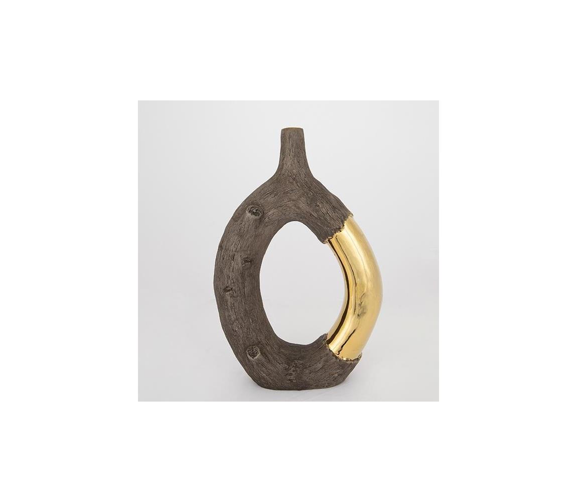 Wazon ceramiczny 38,5x26,5x9,5 cm brązowy/złoty