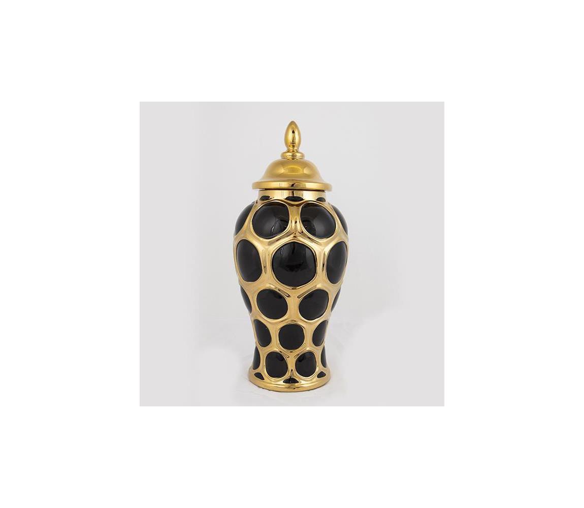 Wazon ceramiczny 40x17,7 cm złoty/czarny
