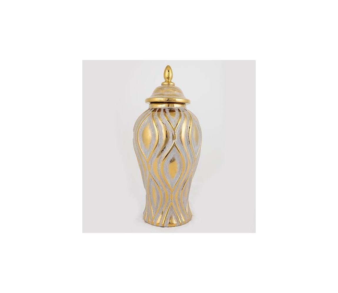 Wazon ceramiczny 42,6x18,8 cm złoty/srebrny