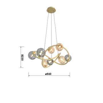 Wofi 7014-804 - LED Żyrandol na lince NANCY 8xG9/3,5W/230V złoty/szare