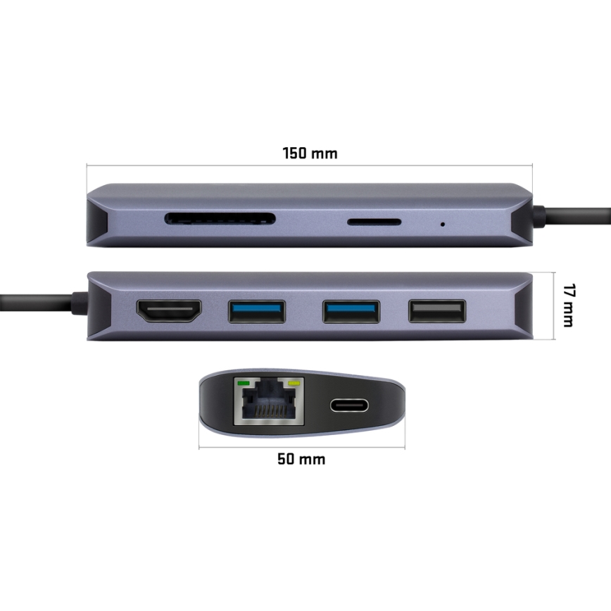 Yenkee - Adapter wieloportowy 8w1 USB typu C