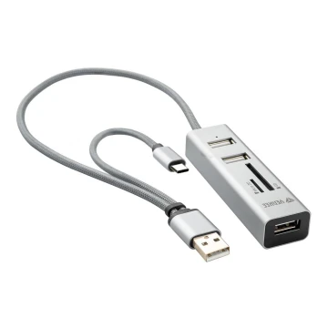 Yenkee - Rozgałęźnik i czytnik kart USB 2.0 i USB-C OTG