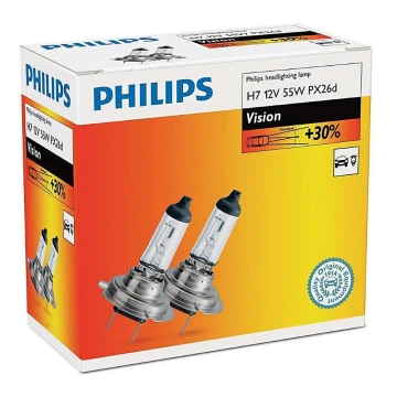 ZASTAW 2x Żarówka samochodowa Philips VISION 12972PRC2 H7 PX26d/55W/12V