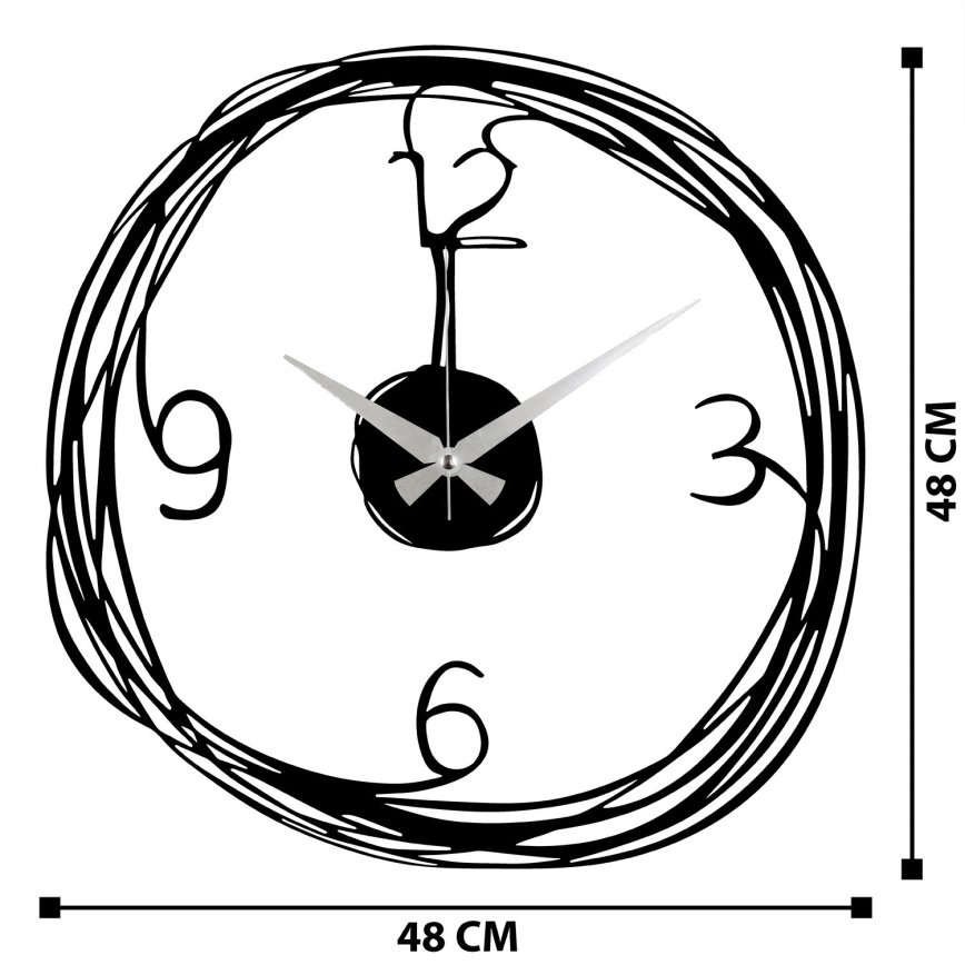 Zegar ścienny 48 cm 1xAA czarny