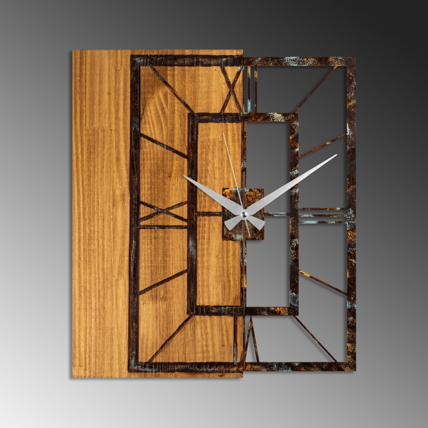Zegar ścienny 49x58 cm 1xAA drewno/metal