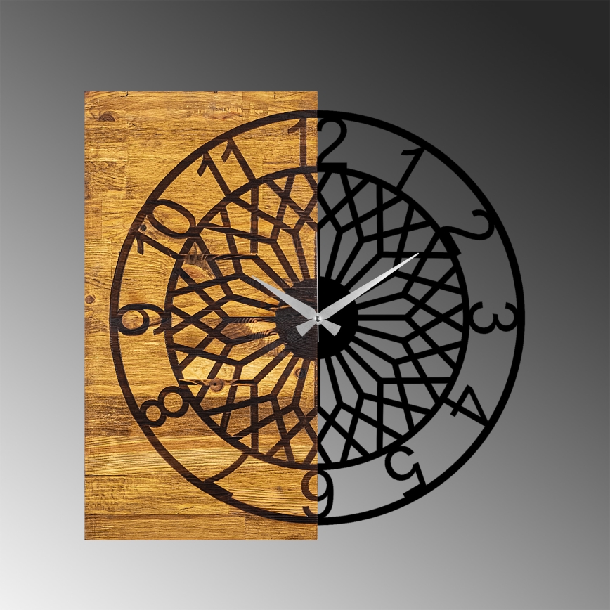 Zegar ścienny 57x58 cm 1xAA drewno/metal