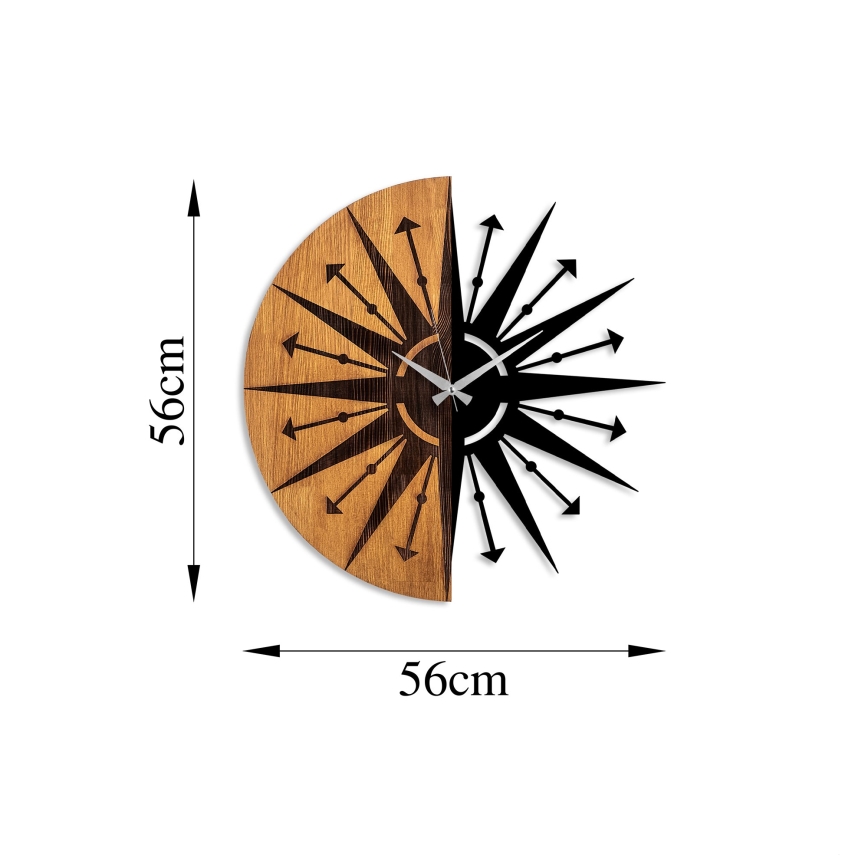 Zegar ścienny śr. 56 cm 1xAA drewno/metal