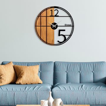Zegar ścienny śr. 56 cm 1xAA drewno/metal