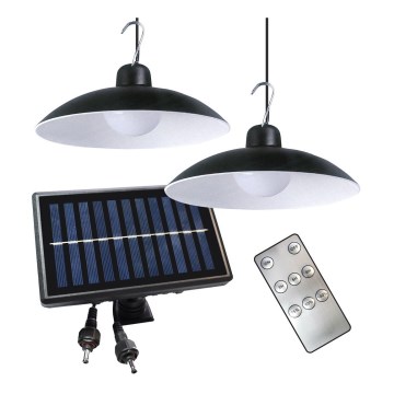 ZESTAW 2x LED Lampa solarna wisząca z czujnikiem zmierzchu LED/6W/3,7V 2000 mAh IP44 + pilot zdalnego sterowania