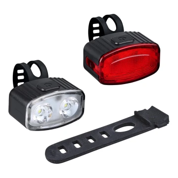 ZESTAW 2x LED Ściemnialna akumulatorowa lampka rowerowa 350mAh IP44 czerwona/biała