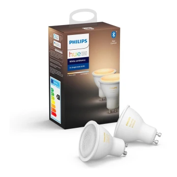 ZESTAW 2x LED Ściemnialna żarówka Philips Hue WHITE AMBIANCE GU10/5W/230V 2200–6500K