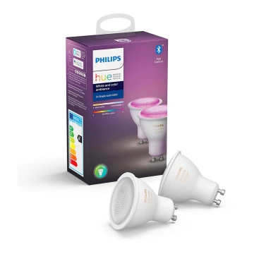 ZESTAW 2x LED Ściemnialna żarówka Philips WHITE AND COLOR AMBIANCE GU10/4,3W/230V 2000-6500K