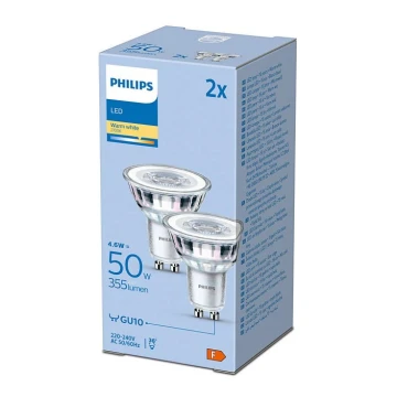 ZESTAW 2x LED Żarówka Philips GU10/4,6W/230V 2700K