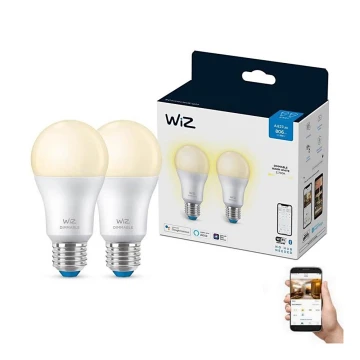 ZESTAW 2x LED Żarówka ściemnialna A60 E27/8W/230V 2700K CRI 90 Wi-Fi - WiZ