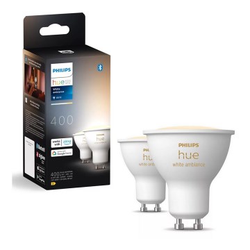 ZESTAW 2x LED Żarówka ściemnialna Philips Hue WHITE AMBIANCE GU10/4,2W/230V 2200-6500K