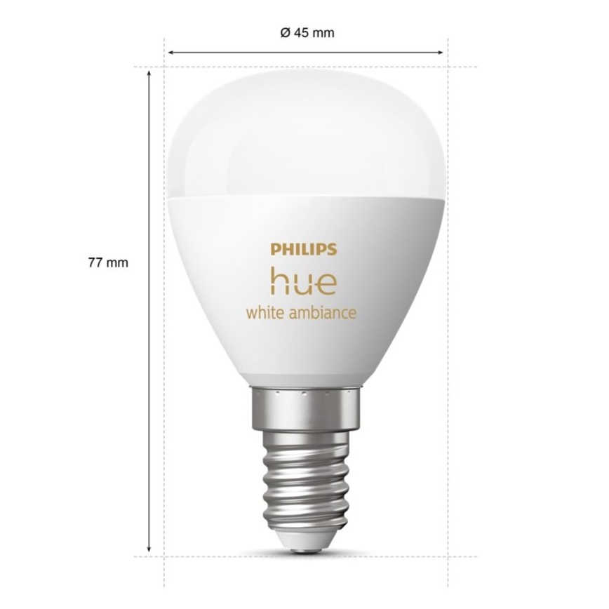 ZESTAW 2x LED Żarówka ściemnialna Philips Hue WHITE AMBIANCE P45 E14/5,1W/230V 2200-6500K