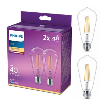 ZESTAW 2x LED Żarówka VINTAGE Philips ST64 E27/4,3W/230V 2700K