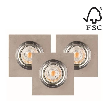 ZESTAW 3x LED Oprawa wpuszczana VITAR 1xGU10/5W/230V CRI 90 beton – certyfikat FSC